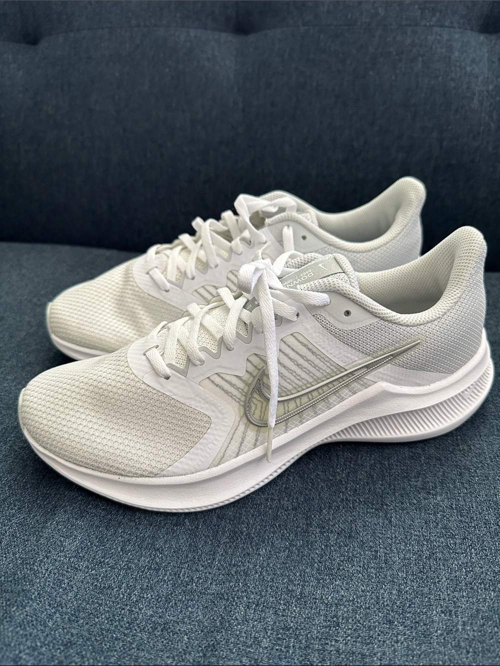 Nike Women's Downshifter 11, Size 9.5  Light Gray and White Running Sneakers
